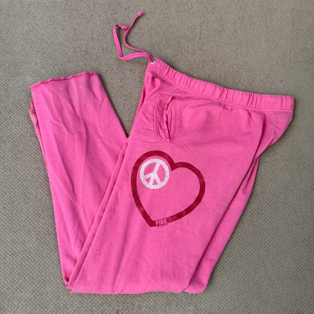 Vintage 2000s Victoria's Secret PINK Peace Heart Sweatpants Pink XS